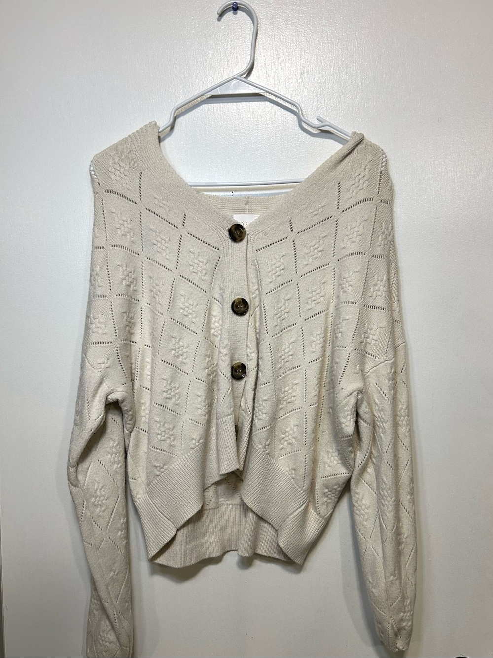 Cyrus Cream Textured Button-Front Cardigan